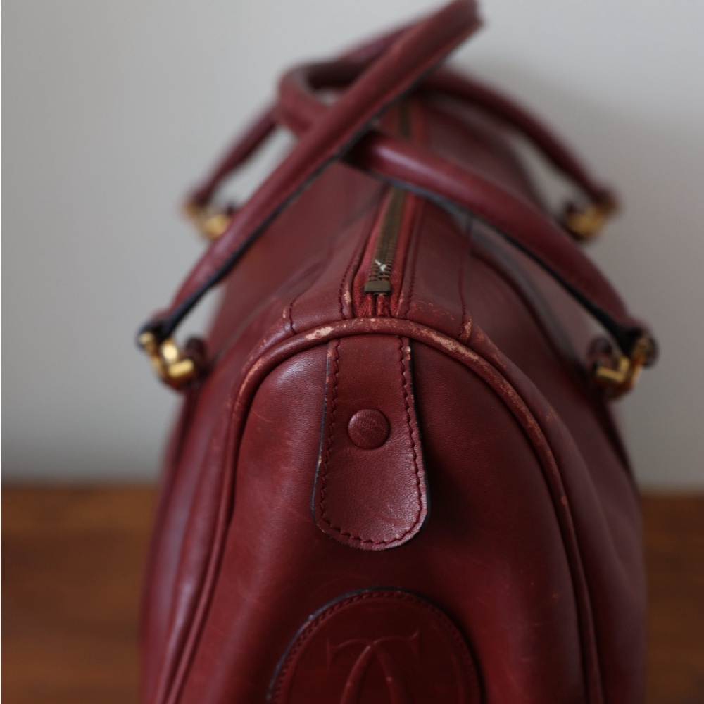Cartier Burgundy Leather Satchel with Gold Hardware - Picture 6 of 10